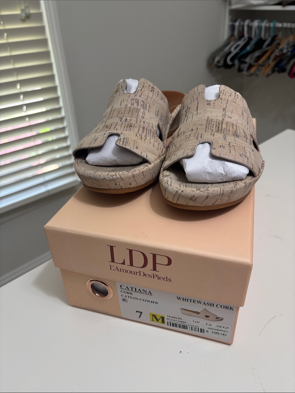 L'AmourDesPieds Whitewash Cork Slide Mules - Women